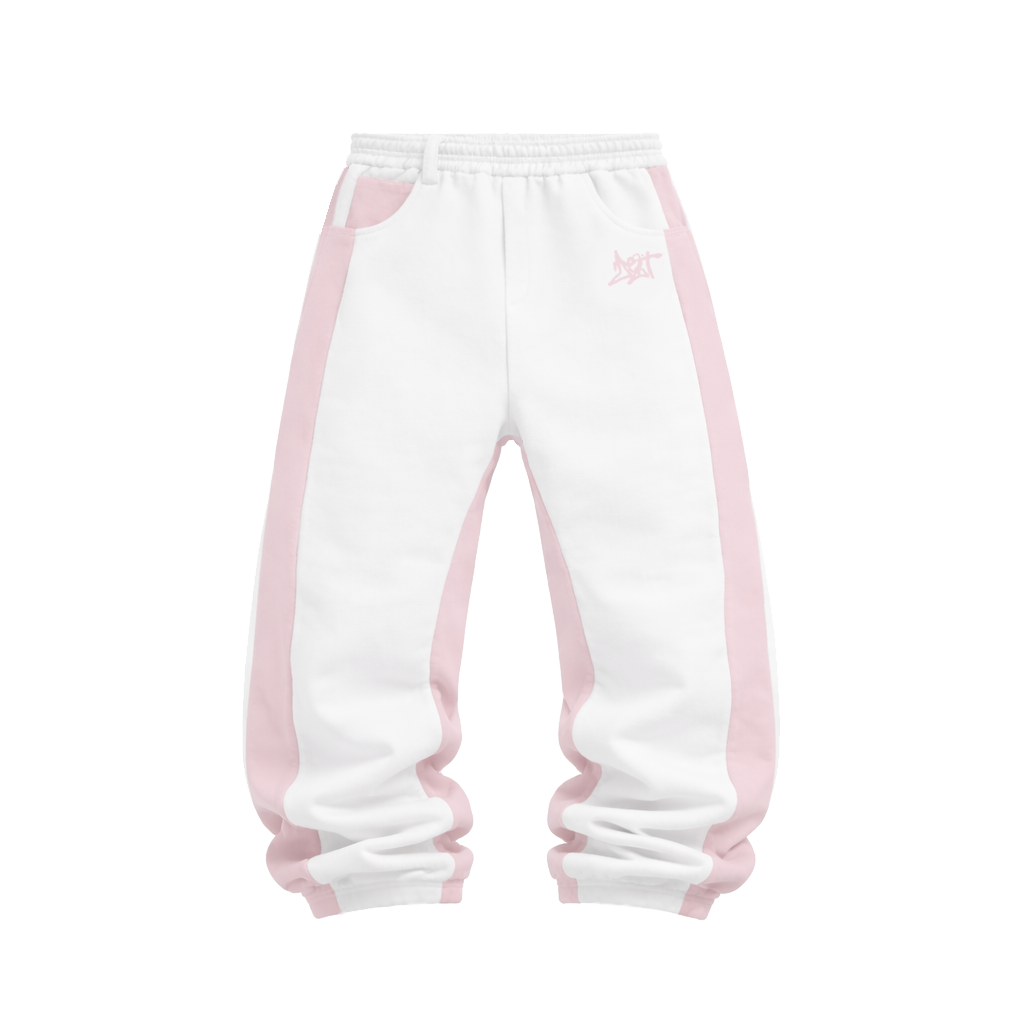 WHITE TRACKSET JOGGERS